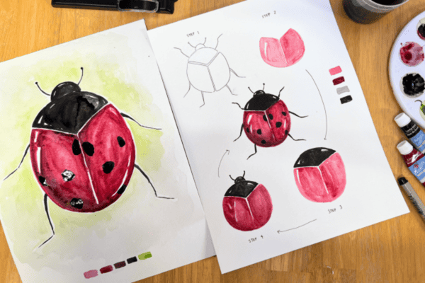 How to Paint a Watercolor Ladybug in 4 Easy Steps 3
