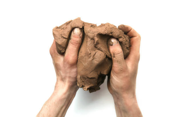 Wet clay material for sculpting or modeling.