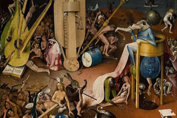 2. The Garden of Earthly Delights – Right Panel (Hell) by Hieronymus Bosch, via Wikimedia Commons, licensed under Public Domain